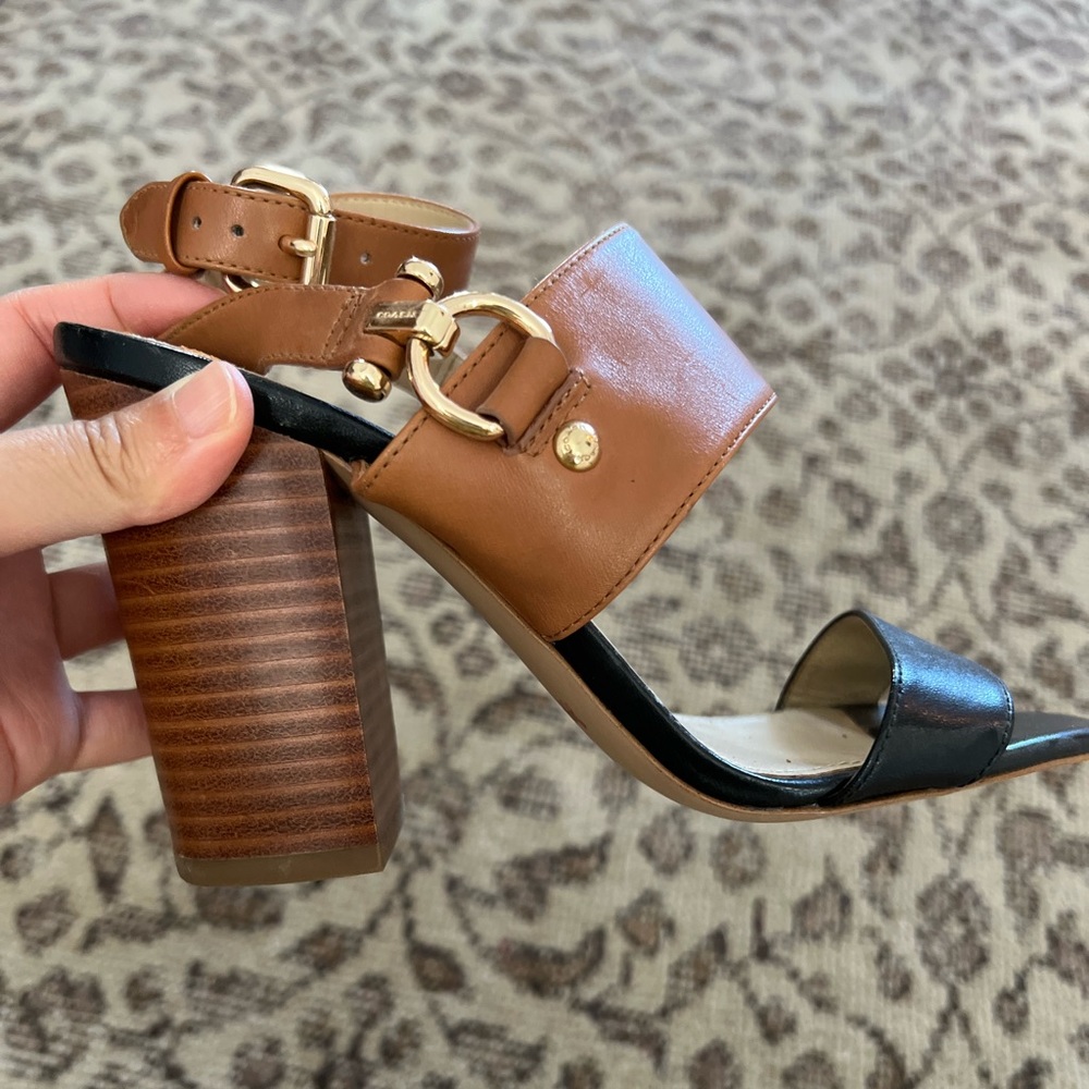 Coach Sherri Womens Saddle/Black High Heel Sandals